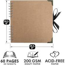 1 pieza Álbum de recortes de color caqui, 20 x 20 cm, 30 hojas/60 páginas de papel marrón en blanco, Álbum de recortes DIY, álbum con tapa dura, memo de papel kraft, viajes, regalo de cumpleaños y festividades