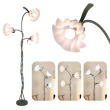 (Feed Bulbs*3 )American Retro Garden Flower Floor Lamp, Net Red Creative LED Lights Floor Lamp, Style Atmosphere, Sweet, Elegant, Suitable For Bedroom, Living Room, Office, Studio Floor Lamp - 查看 2