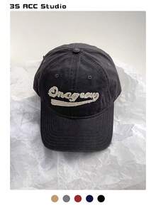 1pc Burgundy Soft Crown Vintage Letter Patch Baseball Cap, Versatile Streetwear Couple Sun Hat, Embroidered Patch Peaked Cap, Unisex American College Style Gift