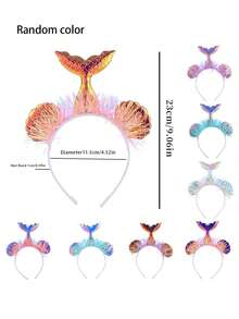 1pc Mermaid Mesh Flower Animal Design Hair Band For Party - Purple - View 2