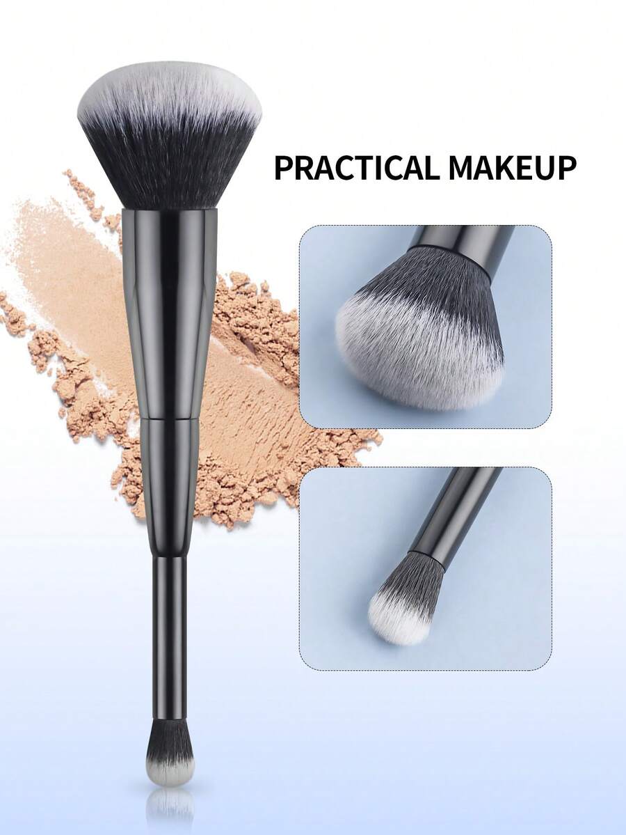 1 pezzo Pennello per polvere a doppia estremità + Pennello sfumante 2 in 1 Pennello per trucco portatile