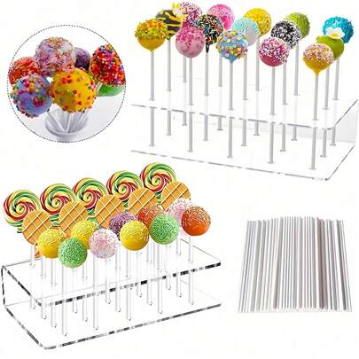 1个亚克力透明棒棒糖/蛋糕棒棒糖展示架，20/15孔棒棒糖展示架，蛋糕棒棒糖展示架，糖果展示架，适用于婚礼、生日派对、万圣节等场合，蛋糕棒棒糖展示架，透明亚克力蛋糕架，甜点展示架，生日派对餐桌装饰