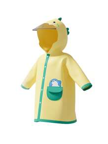 1pc Cute Shark Design Kids Raincoat, Boys Girls Kindergarten Cartoon Rainwear Raincoat With Backpack Hole, Student Raingear