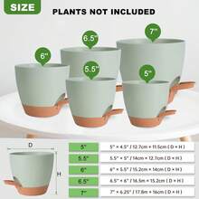5pcs, Plant Pots Self Watering Planters High Drainage Flowers Pot For Indoor Outdoor Plants With Reservoir Tray And Watering Lip Gardening Planter Garden Flower Pots