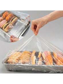 50 pezzi Pellicola di copertura in plastica trasparente monouso di grandi dimensioni, copri polvere, adatta per conservare e organizzare snack, verdure e pane, pellicola di copertura per vassoi del pane, cucina e sala da pranzo, disponibile in 3 misure, decorazione per la casa, conservazione per feste e Natale - Multicolore - Visualizzare 4