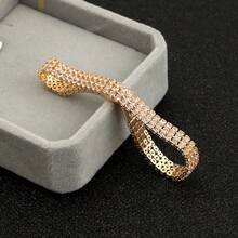 Multi-Layered Rhinestone Wrap Cuff Bracelet Vintage Crystal Open Wide Bangle Cuff Sparkly Bridal Prom Party Stretchy Wrist Jewelry For Women - Vàng - Xem 2