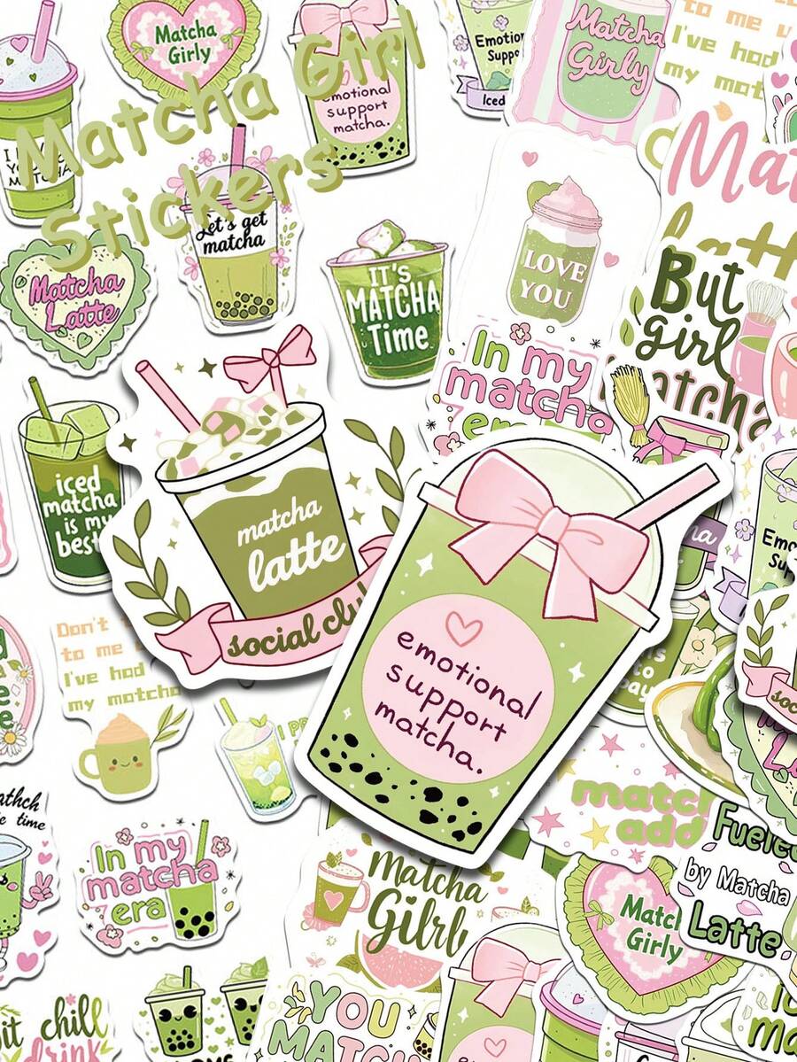 50/250 件卡通抹茶女孩贴纸适用于手机笔记本电脑剪贴簿滑板吉他 DIY 涂鸦美学贴纸儿童创意礼物 - 彩色 - 查看 1