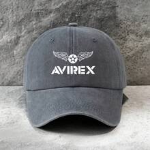 Fashion Pattern AVIREX Letter Print Baseball Cap, Lightweight Breathable Grandpa/Dad Hat | Outdoor Travel Beach Sports Casual Unisex Skateboarding Hats Men And Women Holiday Event Minimalist Design Comfort Headwear, Casual Wear, Hat, Stylish Cap, Breathable Fabric, Comfortable Fit, Printed Hat, Unisex Cap, Outdoor Enthusiasts, Women's Accessory - 灰色 - 查看 10