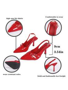 Women's Kitten Heel Pumps, High Heel Pointed Toe Patent Leather Stiletto Heels Red Wedding Shoes Bridesmaid Shoes Versatile Elegant Mature Lady Ankle Strap Sandals