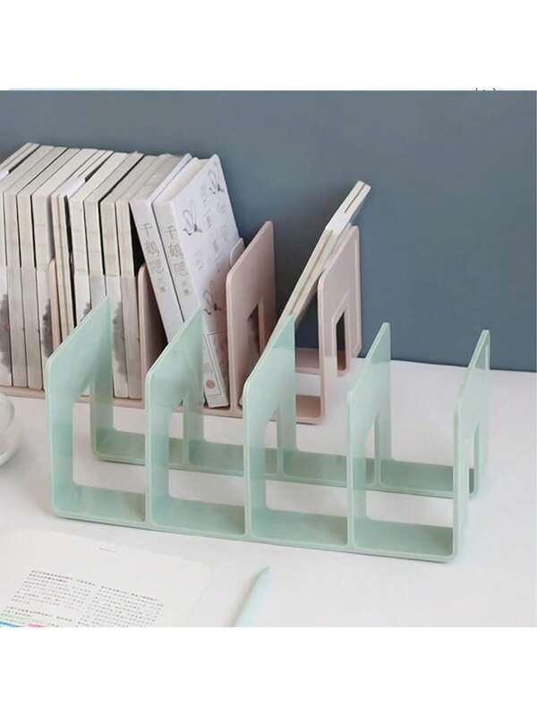 1/2 piezas Estantería de escritorio de plástico, organizador de librería, estantería de almacenamiento de escritorio, estantería de archivos, estantería de escritorio pequeña, estantería para cartas, adecuada para organizador de estantería de libros, almacenamiento de libros, estudiantes de escuela primaria