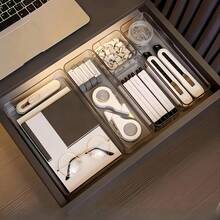 1/8pcs Simple Transparent Drawer Storage Box, Small Items Organizer Box, Makeup Cosmetics And Tools Storage Box, Drawer Organizer - Clear - View 4