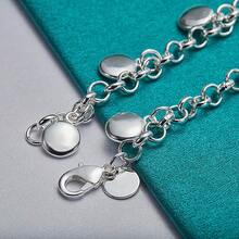 925 Silver Plated Lentils Chain Bracelet For Women Charm Wedding Party Fashion Jewelry - Silver - View 5