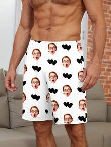 Printstory Customized Men's Pajama Shorts, Can Print Any Pattern, Unique Personalized Gift, Suitable For Family, Friends And Holiday Gatherings - White - View 4
