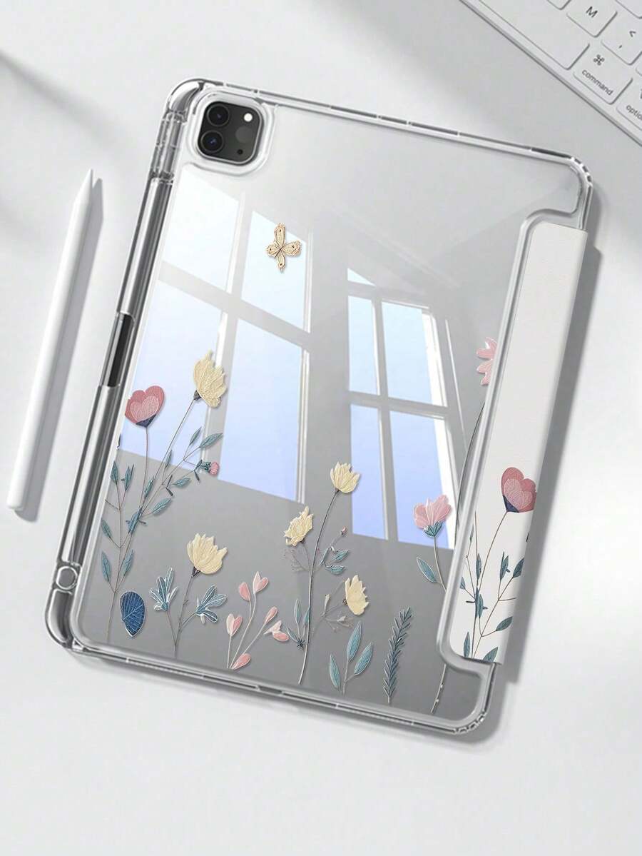 Ốp lưng gập hình chữ Y hai mặt trong suốt bằng acrylic phủ nhiều màu sắc, đẹp mắt và dễ thương này được trang trí bằng họa tiết hoa, cỏ và bướm, có khả năng chống sốc và tương thích với iPad thế hệ thứ 7 và thứ 8 (10.2 inch). Sản phẩm đi kèm với ốp lưng iPad thế hệ thứ 10, khe cắm bút tích hợp và hỗ trợ chức năng bật/tắt màn hình. Đây là lựa chọn lý tưởng cho quà tặng dịp lễ và năm mới. - Nhiều màu - Xem 1