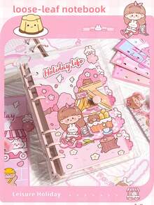 Cute Handbook + Chocolate Cookie Notepad, Girls' Beginner Handbook Loose-Leaf Notebook, Student Cute Simulation Chocolate Cookie Notepad, A Total Of 104 Handbook Material Loose-Leaf Notebook, Cute Portable Handbook Loose-Leaf Coil Notebook, Detachable Portable Coil Notebook