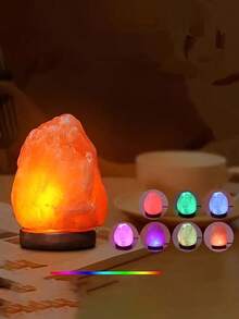 1pc Himalayan Salt Lamp, LED Crystal Salt Lamp Lighting Nightlight, USB Powered, Nursery Night Light, Bedroom Sleep Aid Light, Holiday Decor, Home Decor, Party Decor, Bedroom Decor, Living Room Decor, Bedside Accessory