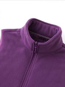 1 szt. Damska, dwustronna kamizelka polarowa na jesień/zimę, ciepła kurtka bezrękawnik, pluszowa podszewka, odzież wierzchnia sportowa