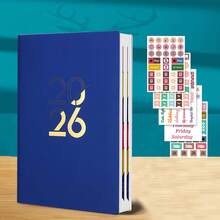 2026 English Schedule Book - Artificial Leather Hardcover Edition, Monthly And Sunday Layout, New Calendar Log: Self Discipline Check In, Time Management, Suitable For Office Use, Modern Cover Design