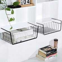 ARISE - Paquete de 4 Cestas de Alambre Metálicas Multifuncionales – Organizador Deslizante y Apilable para Cocina, Baño, Oficina, Dormitorio y Despensa, Disponible en 3 Tamaños (42*28*14, 22*22*13, 22*18*13 cm) - Negro - Ver 1