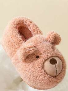 1 Pair Baby Cartoon Thermal Lined Flat Heel Casual Shoes, Suitable For Autumn/Winter