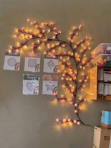 96 LED Cherry Blossom Tree Branch Wall Light With Remote Control & Timer, 8 Lighting Modes, Flexible Willow Twig Shape, Floral Wall Decor, Suitable For Bedroom, Home, Spring Decoration