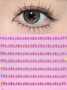 108Clusters Pre Glued Lower Lashes Large Capacity Bottom Lashes Natural Look Manga Lashes Enlarged Double Eye Lower Eyelash Fluffy Wispy Fake Eyelashes Strip Invisible Individual Lashes Japanese Korean Cosmetic Makeup Tool For Beginner - B - 查看 1