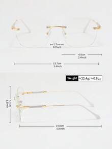 1副女士极简星空透明无框眼镜，大框眼镜，打造裸妆效果 - 無色 - 查看 6