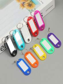 100pcs/50pcs/10pcs Plastic Keychains With Ring And Label Window, 10 Assorted Colors - Multicolor - View 3