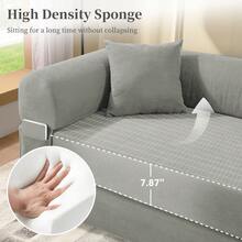 Convertible Sofa Bed, 80'' Foldable Sleeper Lounge Modular Couch Comfort Compression Sofa Loveseat For Small Spaces Comfort For Apartment Bedroom, Corduroy Fabric - 淺灰色 - 查看 4