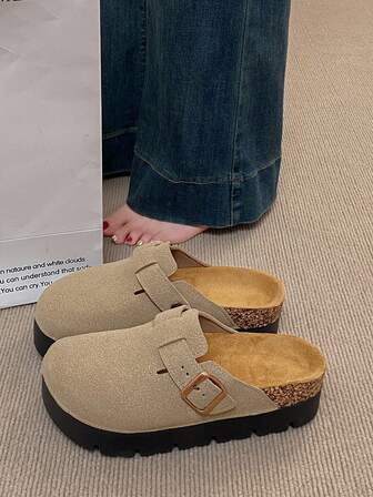 Spring New Thick Bottom Birkenstocks Slip-On Casual Shoes, Woven Sole Birkenstocksy Shoes, Women Closed Toe Thick Bottom Sandals
