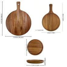 1 块红木披萨板、木制托盘、切菜板、奶酪托盘、披萨托盘、带手柄的光滑红木切菜板、食物切菜板、用于奶酪、肉类、水果和蛋糕的食物托盘、易于清洁的餐盘、厨房用品、烘焙用品 - 摩卡棕 - 查看 3