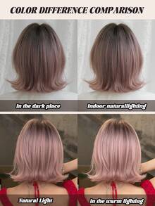 NAMM 12 Inch Short Curly Wigs For Women - Modest Fashion Wave Wig Curtain With Bangs, Ombre Rose-Golden ,Dark Roots Soft Silky Heat-Resistant Synthetic Fiber Wigs For Daily Use, Perfect For Holidays Music Festivals Celebrations-Sakura Celebrations Glam & Party Street Wear Photography Use - Blonde Ombre - View 8