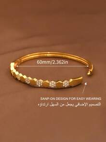 1/2/3 PiecesFashion Classic Zirconia Inlaid Hexagonal Honeycomb Design Gold Women Bracelets With A Diameter Of 60mm That Can Be Opened, Suitable For Women's Daily Wear, Excluding Box - Honeycomb Bracelet - View 6
