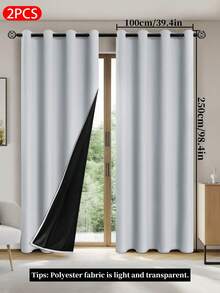 2pcs Blackout Curtains With Thermal Insulation Lining, Lightweight Polyester Fabric, Top Grommet Design, Suitable For Living Room, Bedroom, Kitchen, Bathroom, Home Decor - White - View 21