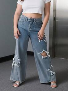 Vaqueros de mujer con estampado de estrellas para un estilo urbano y desenfadado Jeans para mujer - Azul - Ver 5