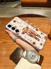 1pc Transparent Cartoon Ox Pattern Creative Phone Case, Suitable Compatible With Samsung S24/23/22/21 Ultra, A55/54/53/52/51 And Other Models, Great Gift For Friends - Clear - View 4