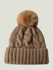 1pc Winter New Knitted Hat, Versatile & Warm, European & American Style Solid Color Ski Cap, Thermal Lined Women's Hat - Multicolor - View 7