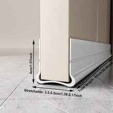 PVC 门底密封条，适用于卧室门，缝隙阻挡器，粘性扫挡风条，适合门厚 1.377-2.165 英寸，密封缝隙 0.0787-0.787 英寸，总长度 36.61 英寸