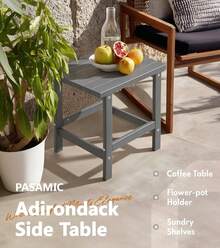 Adirondack - Mesa Auxiliar Cuadrada para Exteriores, Mesa Auxiliar de Polietileno de Alta Densidad, Resistente a la Intemperie para Patio, Patio, Piscina, compañero de Interior, Playa, fácil - Marrón - Ver 4