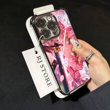 Funda de Teléfono de Personaje de Espadachín de Anime Rosa para iPhone 16 15 14 13 12 11 Pro Max X XR XSMAX 8 7 Plus, Cubierta Trasera Transparente Suave a Prueba de Golpes - transparente - Ver 3