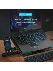Lenovo Soporte para portátil ZJA8, soporte elevador para refrigeración por radiador, refrigeración de alta potencia, cobertura total, sin ángulos muertos, refrigeración de seis núcleos, velocidad del viento ajustable, aspecto atractivo, gran compatibilidad, diseño silencioso, seis velocidades ajustables, color negro - Negro - Ver 2