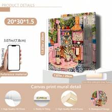 1pc Unframed Tiger With Coffee And French Press Canvas Print - Minimalist Kitchen Wall Art - Bold Tiger Coffee Enthusiast Decor - Vintage Jungle Print Posters,Wall Art,Room Decoration Stuff,Fall,Halloween,Modern,Vintage(Optional) Frame) - Multicolor - View 15