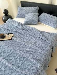 1 pieza Manta ligera de tafetán para todo el año - Manta contemporánea suave y cálida de color rosa para siestas en la oficina, camping, dormitorio y sofá - Lavable a máquina y portátil, manta acogedora