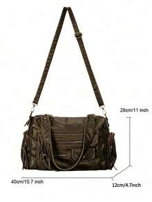 Y2K Vintage Hot And Spicy 女士复古单肩包，个性街头朋克单肩包，配有多个口袋和可拆卸肩带。这款女士钱包非常适合日常使用、购物派对、通勤上班，也是完美的节日时尚礼物。 - 銅色 - 查看 2