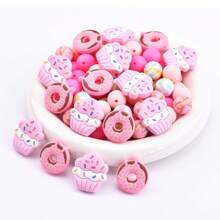25/34pcs Donut & Cake Silicone Bead Set, Suitable For Jewelry Decoration Accessories, Earrings, Necklaces, Bag Chains, Phone Charms, Makeup Brushes, Keychains DIY Kit, Perfect For Holidays And Birthdays - Donut Cake Mix - View 8
