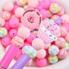 25/34pcs Donut & Cake Silicone Bead Set, Suitable For Jewelry Decoration Accessories, Earrings, Necklaces, Bag Chains, Phone Charms, Makeup Brushes, Keychains DIY Kit, Perfect For Holidays And Birthdays - Donut Cake Mix - View 3