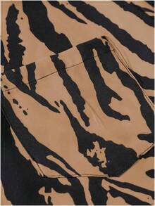 Men's Hawaiian Zebra Print Shirt Button Up Short Sleeve Collar Animal Print Shirt Tops Cheetah Print Topshalloween - Brown - View 3