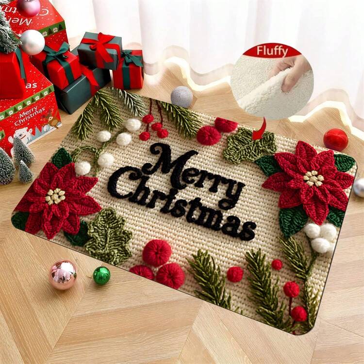 1pc Interesting Christmas Bathroom Mat, Kitchen Mat, Doormat, Christmas Indoor Home Decor, Christmas Gifts, Anti-Slip Carpet Mat, Bathroom Small Rug - Super Absorbent, Anti-Slip, Machine Washable, Rectangular Velvet Doormat, Suitable For Bathroom Or Bedroom Decor Bathroom Kitchen Decor Kitchen Rug - Multicolor - View 11