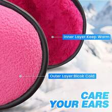 Foldable Fleece Ear Warmers For Outdoor Skiing - B-black+Hot Pink - View 9