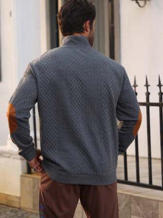 男士提花针织卫衣，秋冬简约立领打底衫，纯色圆领T恤，男士长袖T恤，送给男友的节日礼物